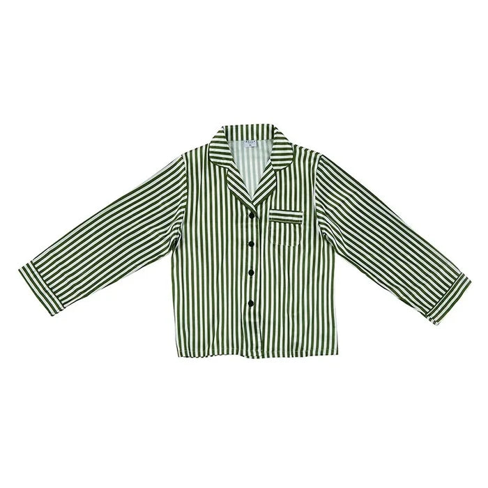 Green Stripe Long Pajama Set