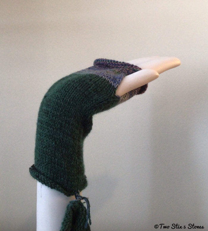 Green Tweed Fingerless Gloves