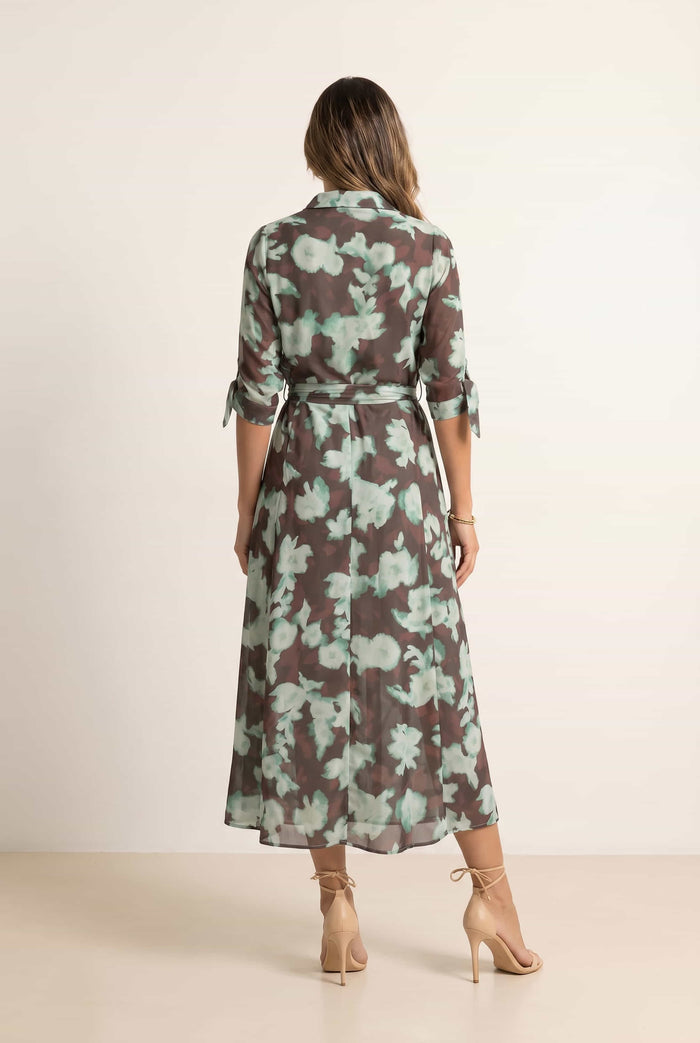 Green/Choc Floral Daphne Dress