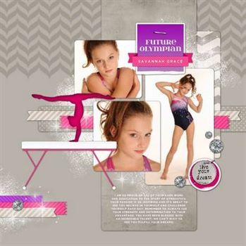 This colorful and fun digital art collection, Gymnastics For Her Digital Scrapbook Kit, covers all aspects of gymnastics in a photo-realist style that would appeal to the pre-teen and teen gymnasts. The Gymnastics For Her Digital Scrapbook Kit pairs perfectly with the Gymnastics For Him Digital Scrapbook Kit which features all you could need for a a male gymnast along with many interchangeable word art pieces and inspirational sayings.