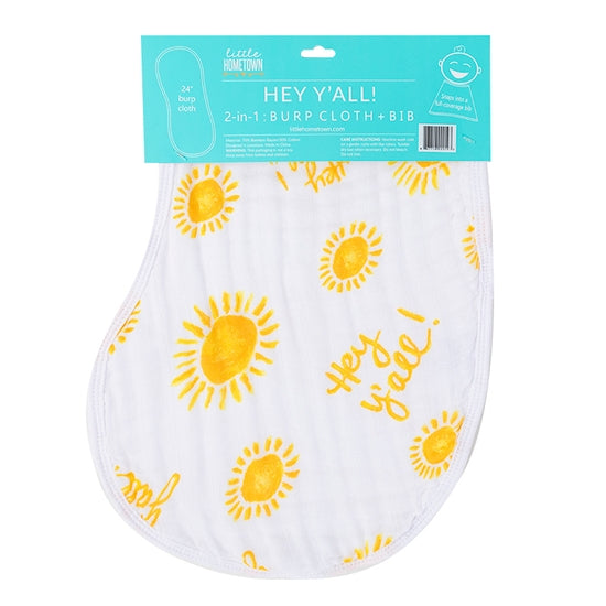 Hey Y'all 2 in 1 burp cloth and Bib