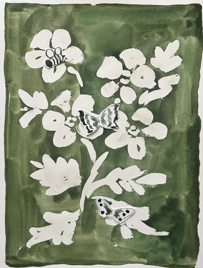 Hidden Gardens: Ivy Pansies, Original 9x12