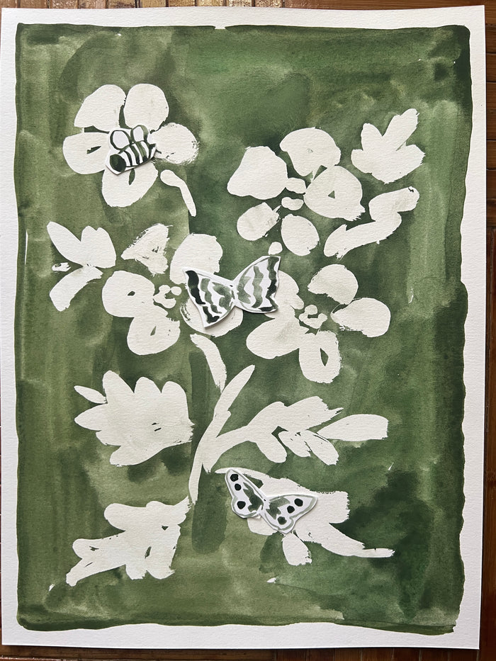Hidden Gardens: Ivy Pansies, Original 9x12