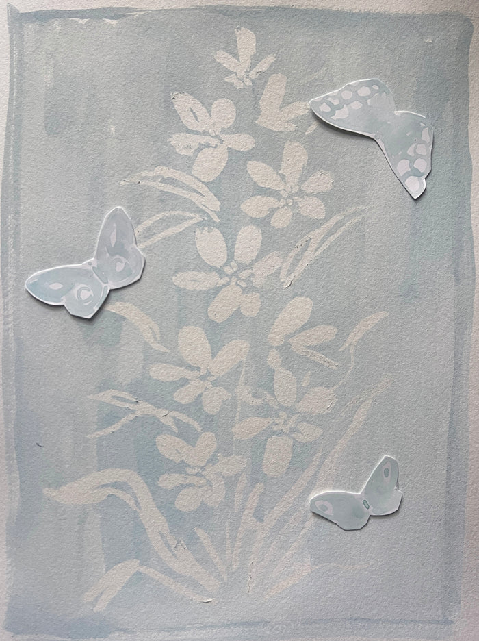 Hidden Gardens: Powder Blue Hyacinth, Original 9x12