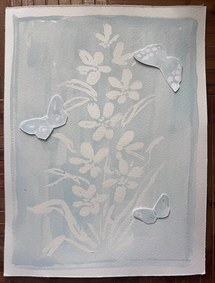 Hidden Gardens: Powder Blue Hyacinth, Original 9x12