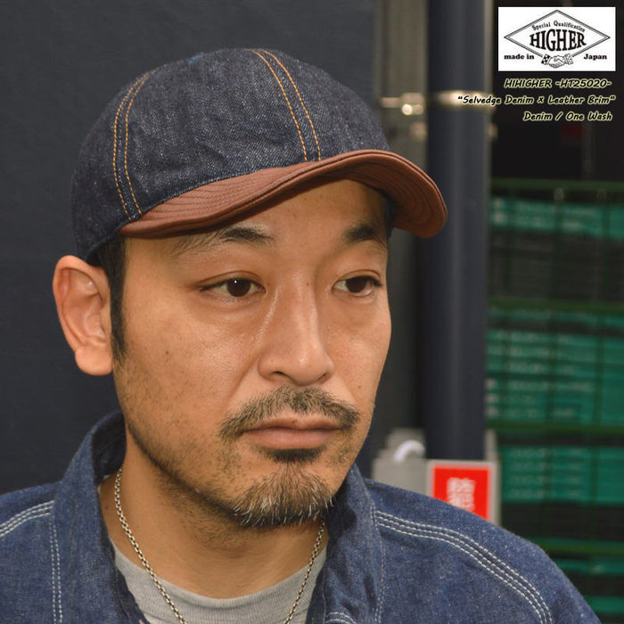 HIGHER ”HT25020C” Selvedge Denim × Leather Brim Cap