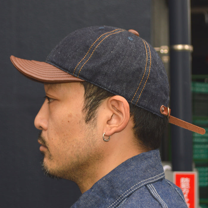 HIGHER ”HT25020C” Selvedge Denim × Leather Brim Cap