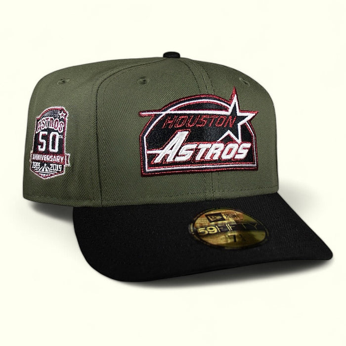Houston Astros Olive and Black 50th Burgundy Outline