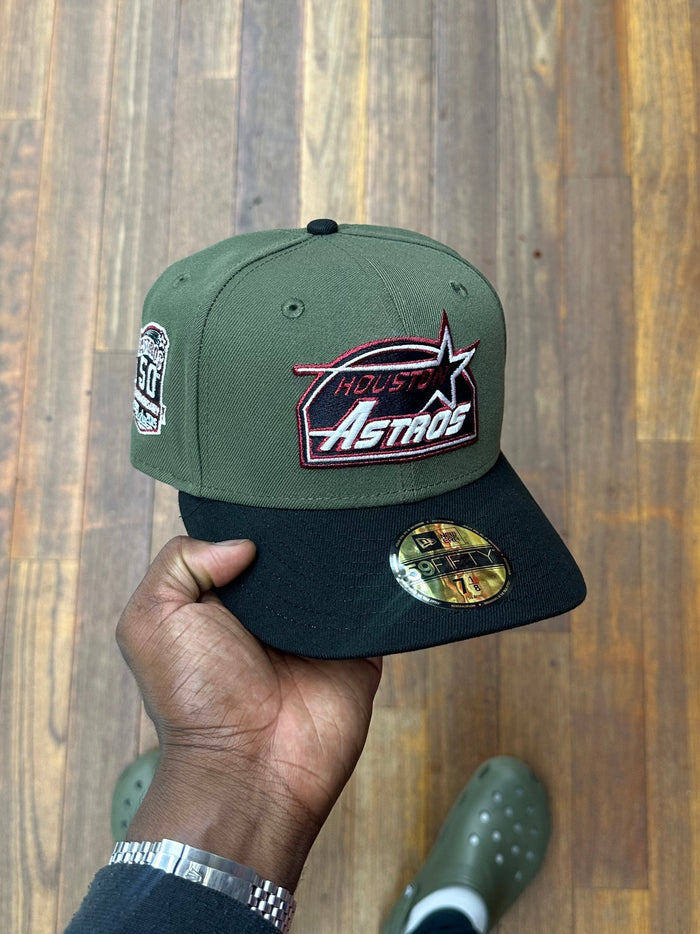 Houston Astros Olive and Black 50th Burgundy Outline