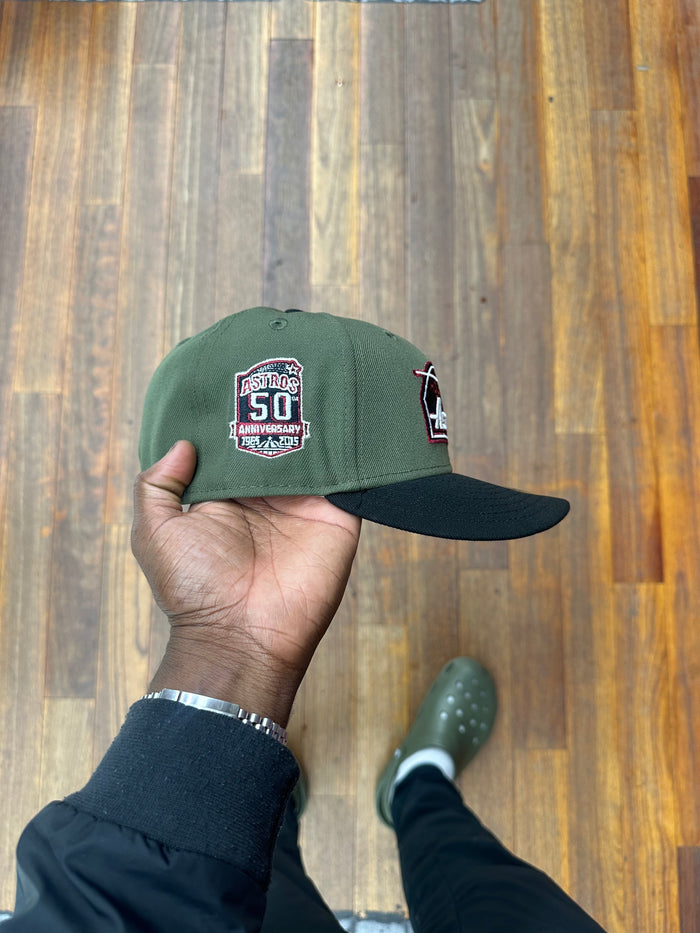 Houston Astros Olive and Black 50th Burgundy Outline