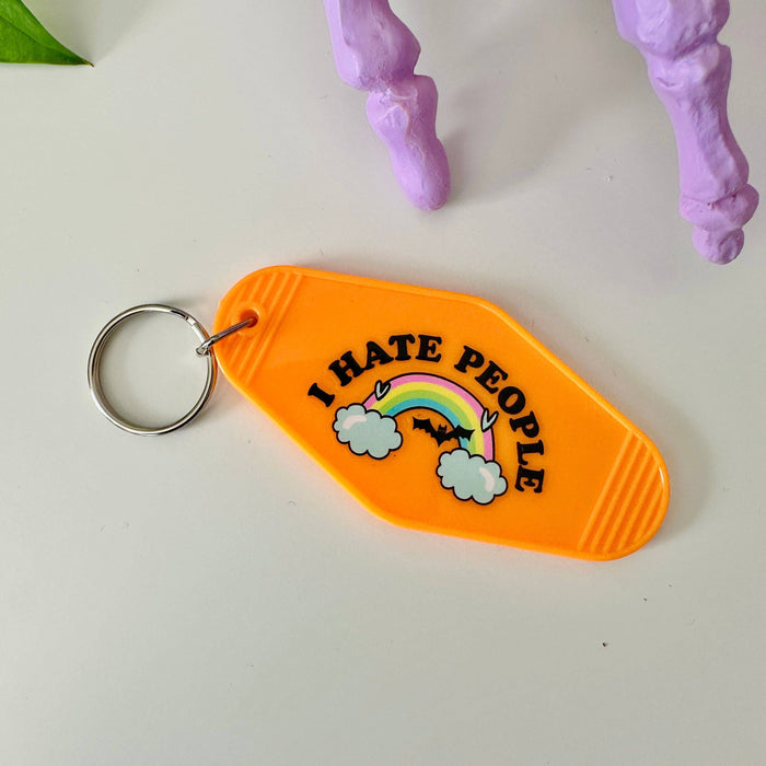 I hate people keychain