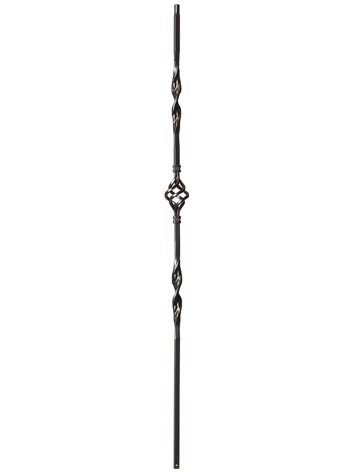 Iron Baluster 9012 - 1/2" Square - Single Basket w/ Ribbon