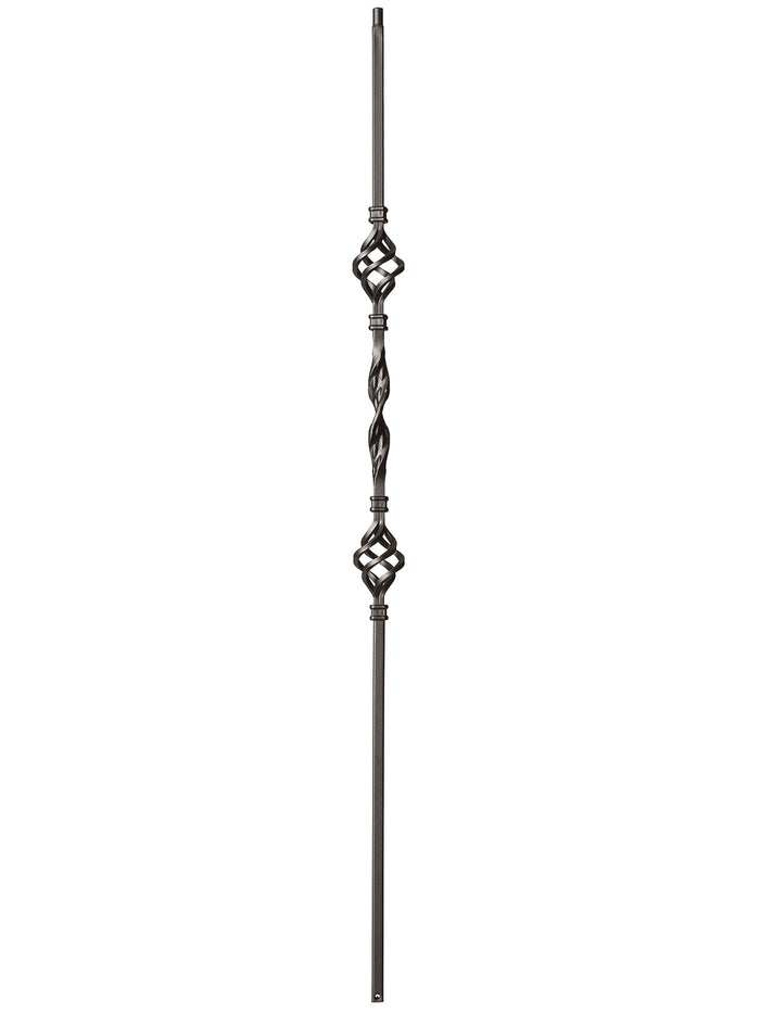 Iron Baluster 9013 - 1/2" Square - Double Basket w/ Ribbon