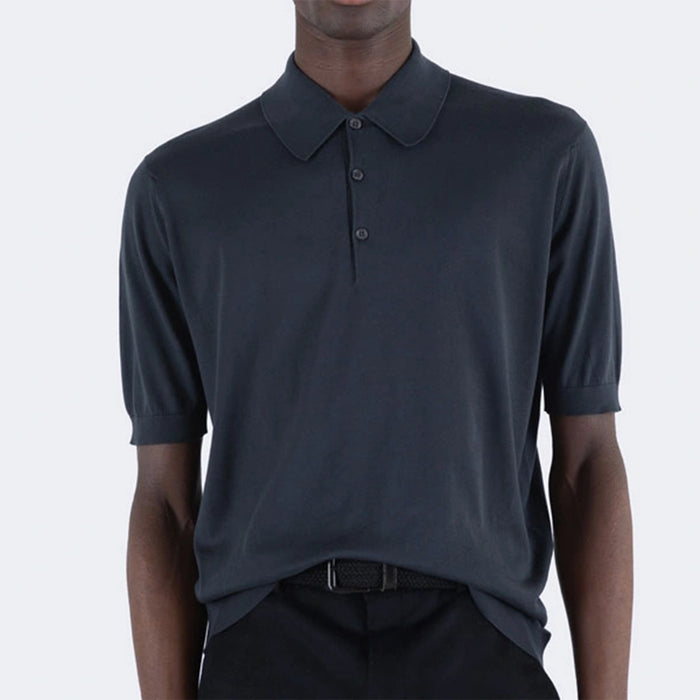 John Smedley - Isis Sea Island Polo in Flint - Nigel Clare