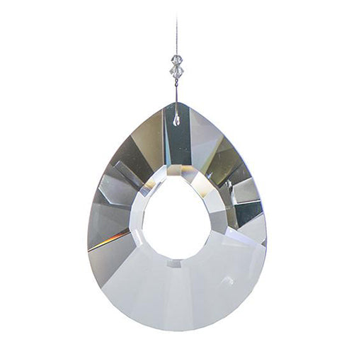 Jumbo Flat Drop Crystal Suncatcher  – Clear Beaded