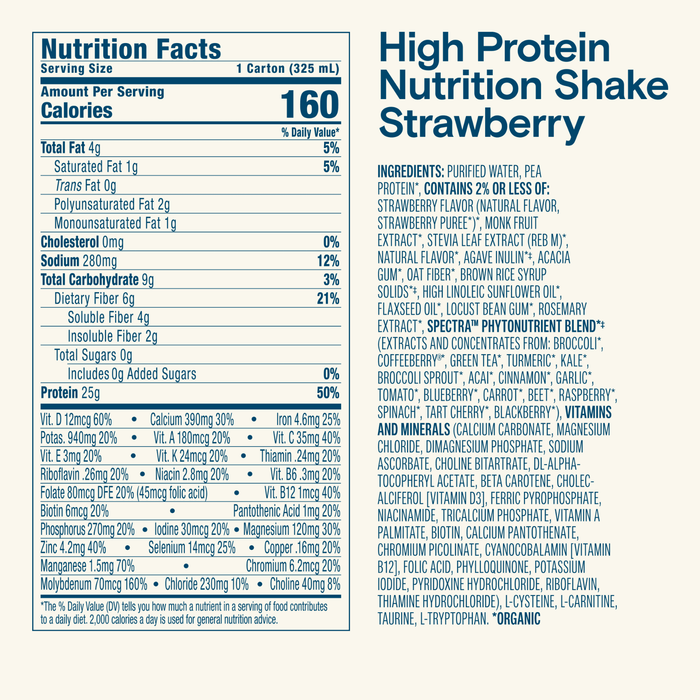 Kate Farms High Protein Nutrition Shake, Strawberry, Case/12 - 811112031420-Case - LL Medico