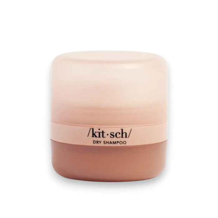The image features the KITSCH - RICE WATER PROTEIN SHAMPOO BAR, a strength-enhancing solid shampoo infused with rice water protein. The packaging highlights its color-safe, pH-balanced, vegan benefits and repair properties for damaged hair, with a white box displaying black and peach text.
