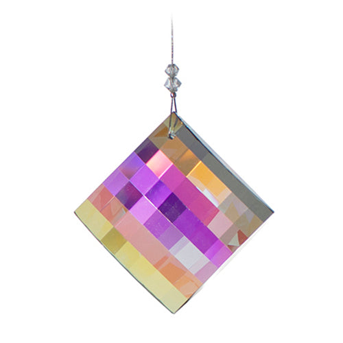 Large Faceted Diamond Crystal Suncatcher  – Aurora Borealis (Iridescent) Finish