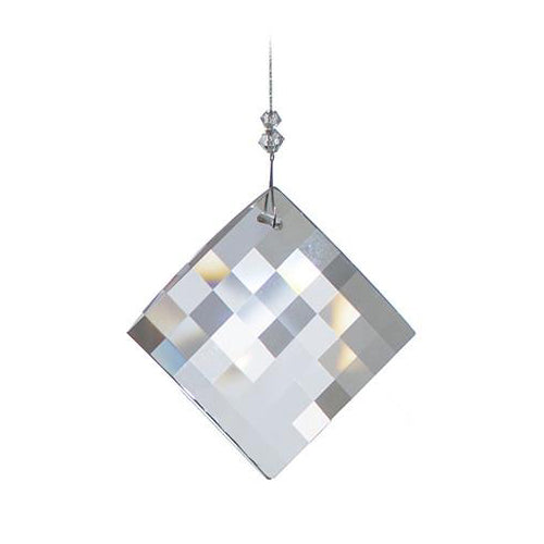 Large Faceted Diamond Crystal Suncatcher  – Clear Beaded