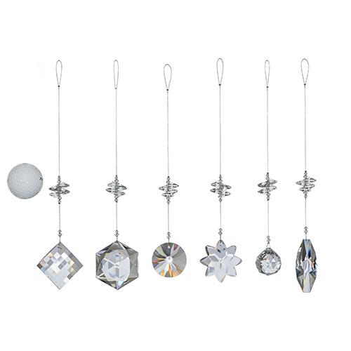 Large Faceted Diamond Crystal Suncatcher  – Clear Beaded