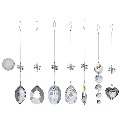 Large Faceted Flat Drop Crystal Suncatcher  – Clear Beaded