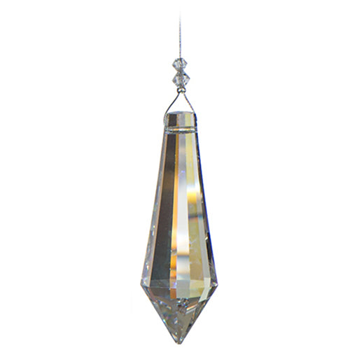 Large Faceted Icicle Crystal Suncatcher  – Aurora Borealis (Iridescent) Finish