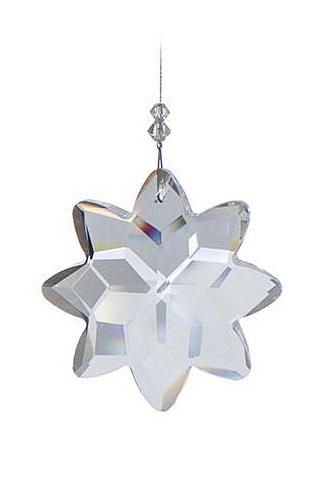 Large Faceted Snowflake Crystal Suncatcher  – Clear Beaded