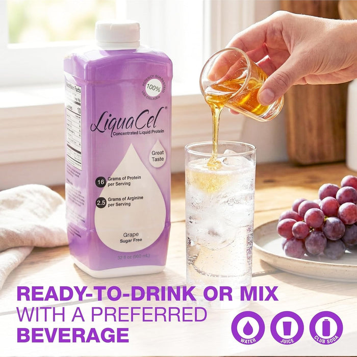 LiquaCel Concentrated Liquid Protein, Grape Flavor, 32 oz - GH-94-Single - LL Medico