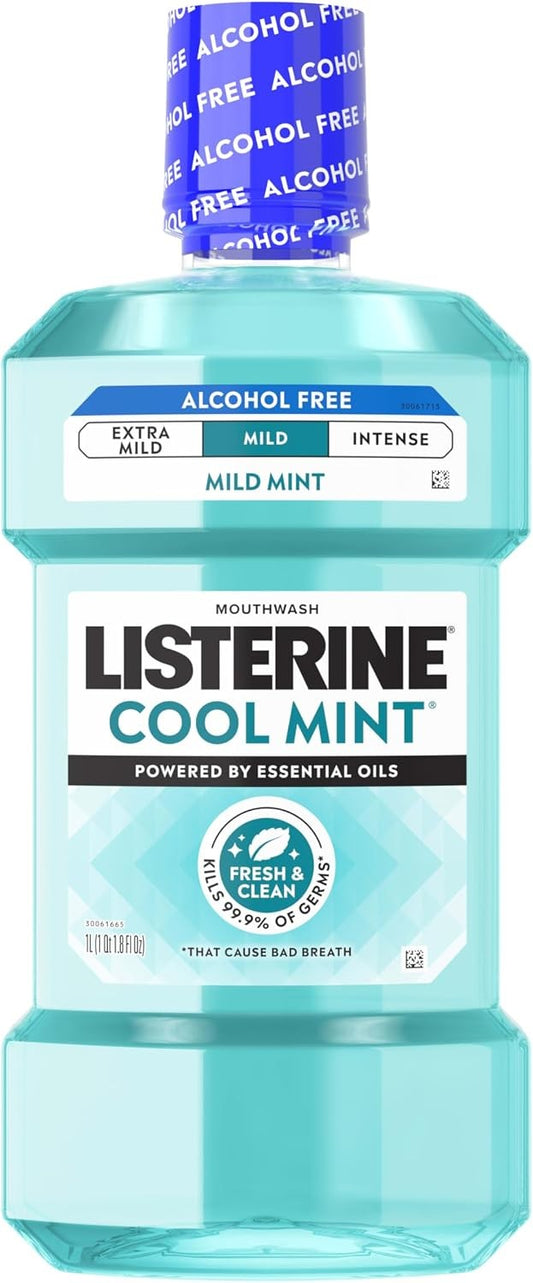 Listerine Cool Mint Mouthwash, Mild Mint, Alcohol Free, 1 L