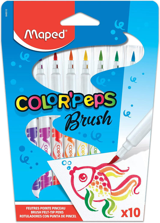 Maped Felt Pens Brush Color Peps X10 Cb Box - Office R Us Lagos
