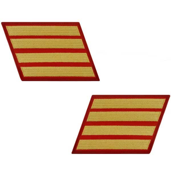 Marine Corps Gold-on-Red Service Stripes - Female Size - Sold in Pairs Patches and Service Stripes 69911