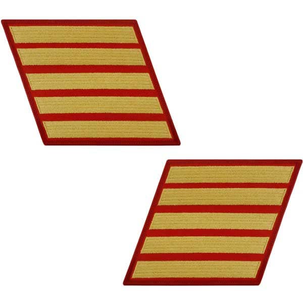 Marine Corps Gold-on-Red Service Stripes - Female Size - Sold in Pairs Patches and Service Stripes 69912