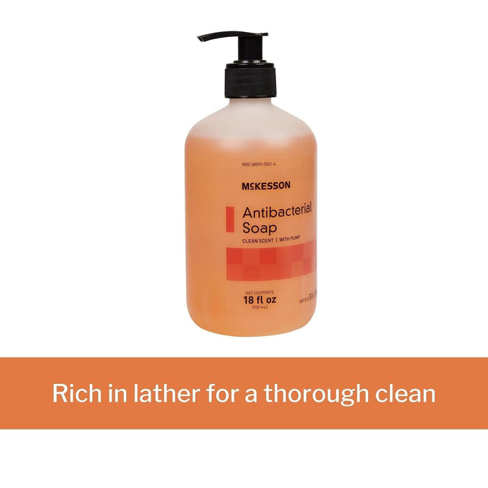 McKesson Antibacterial Soap Liquid with Pump, Clean Scent, 18 fl oz