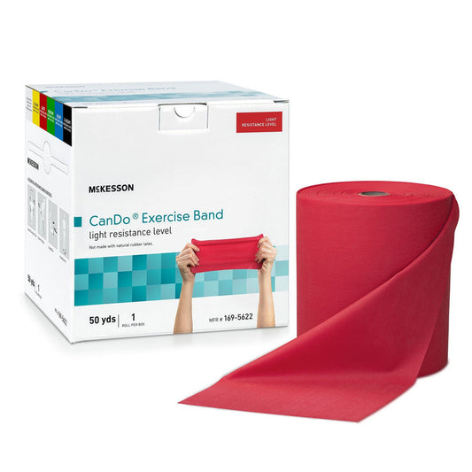 McKesson CanDo Exercise Resistance Band, Red, Light Resistance, 5" x 50 Yard - 169-5622-Single - LL Medico