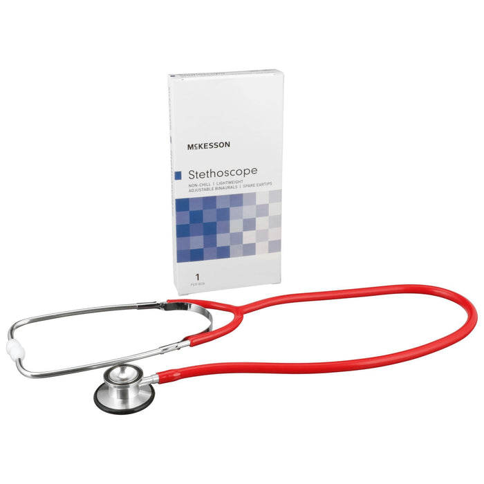 McKesson Dual-Head Stethoscope, Red, 22" Tube - 01-670RGM-Single - LL Medico