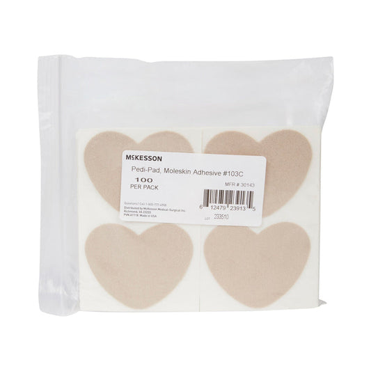 McKesson Pedi-Pad Moleskin Adhesive Foot Pad, 100 Count - 30143-Pack - LL Medico