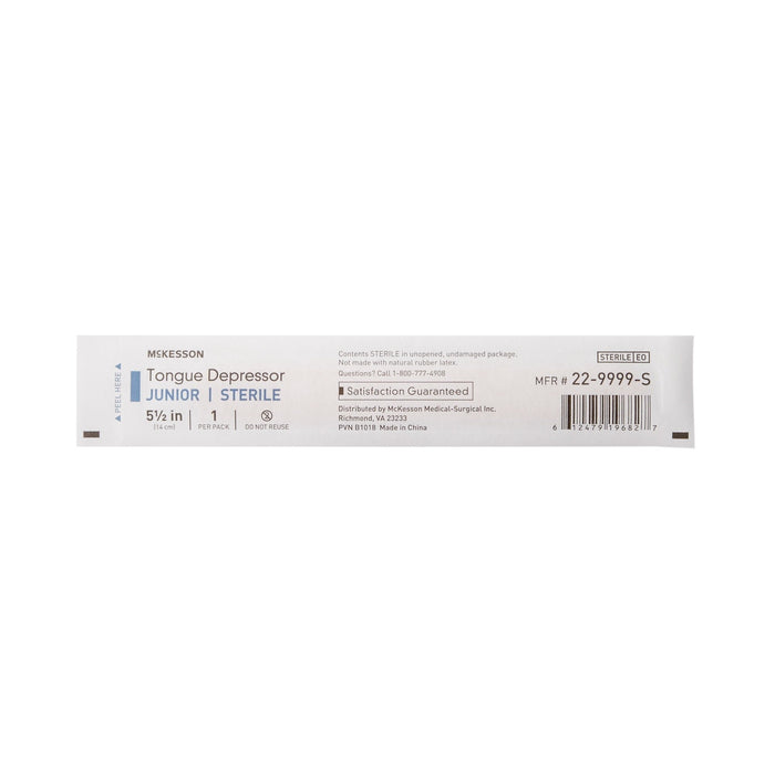 McKesson Tongue Depressor, Wood, Junior, 5.5" - 22-9999-S-Single - LL Medico