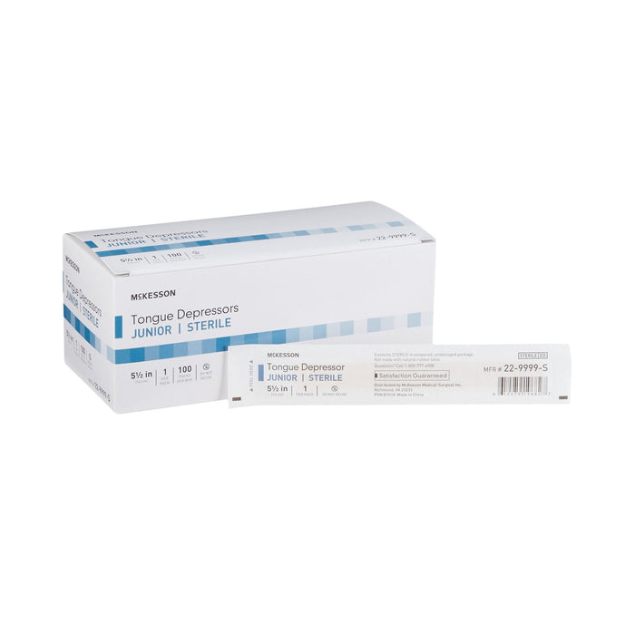 McKesson Tongue Depressor, Wood, Junior, 5.5" - 22-9999-S-Single - LL Medico