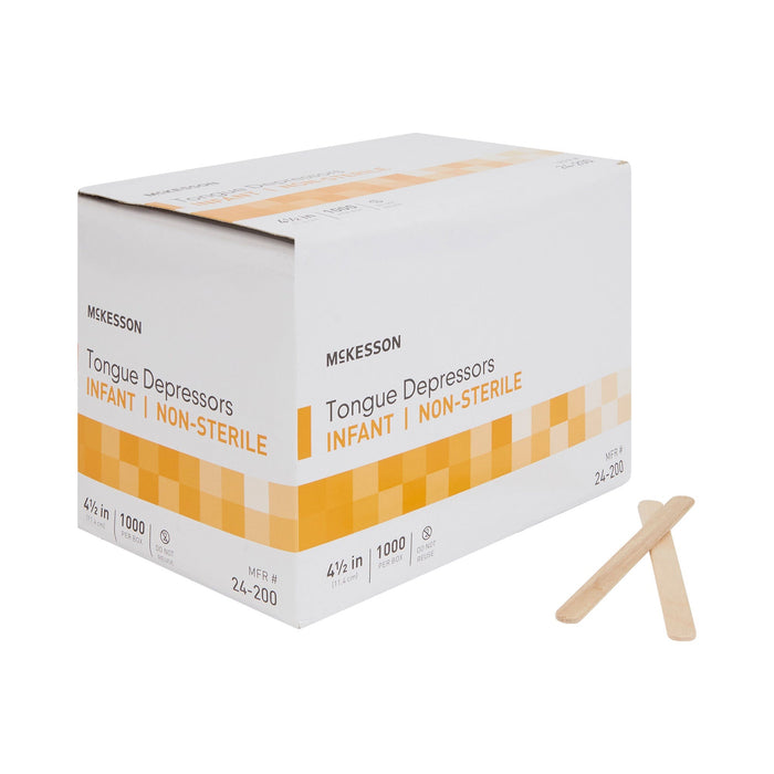 McKesson Tongue Depressor, Wood, Junior Size, 4.5" - 24-200-Box - LL Medico