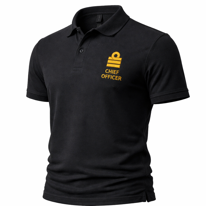 Merchant Navy Chief Officer Polo Shirt Uniform with Rank Embroidery