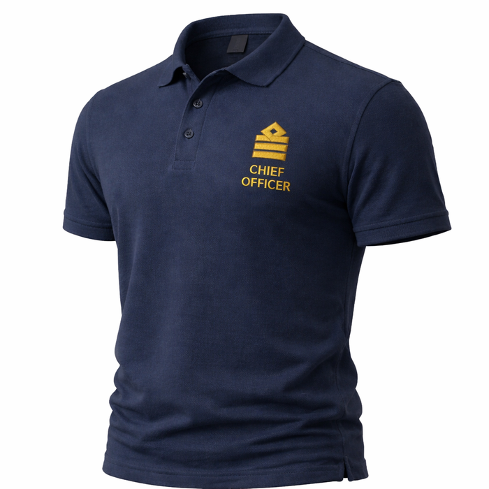 Merchant Navy Chief Officer Polo Shirt Uniform with Rank Embroidery
