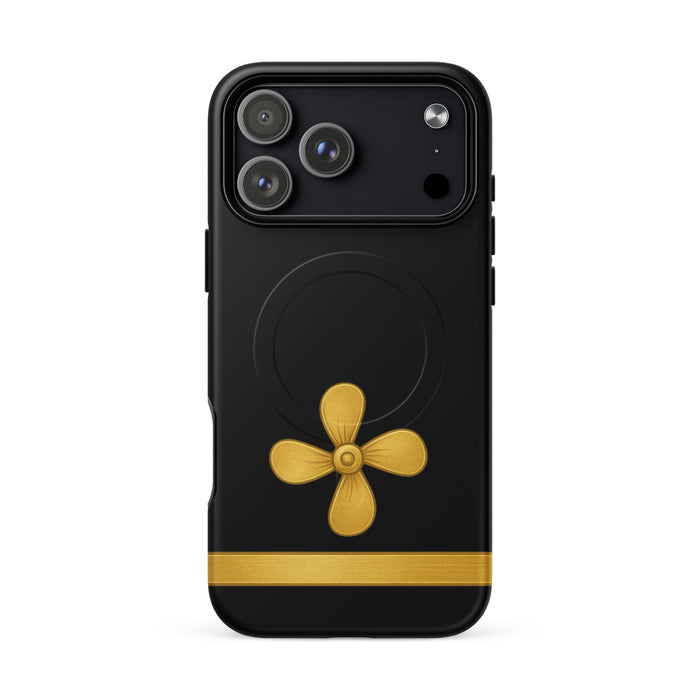 Merchant navy iPhone case with propeller and one stripe design