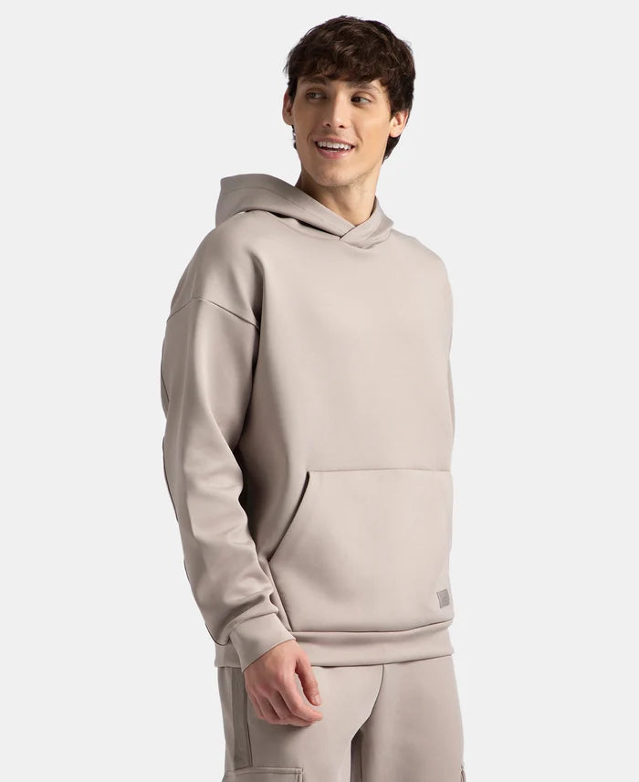 Microfiber Cotton Blend Elastane Stretch Hoodie Sweatshirt - Moon Rock