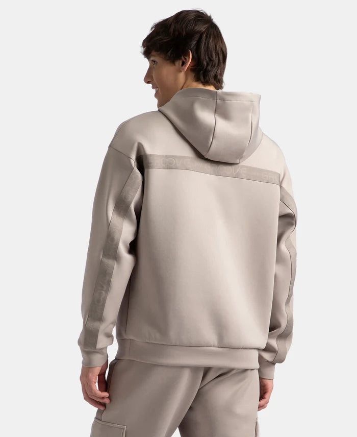 Microfiber Cotton Blend Elastane Stretch Hoodie Sweatshirt - Moon Rock