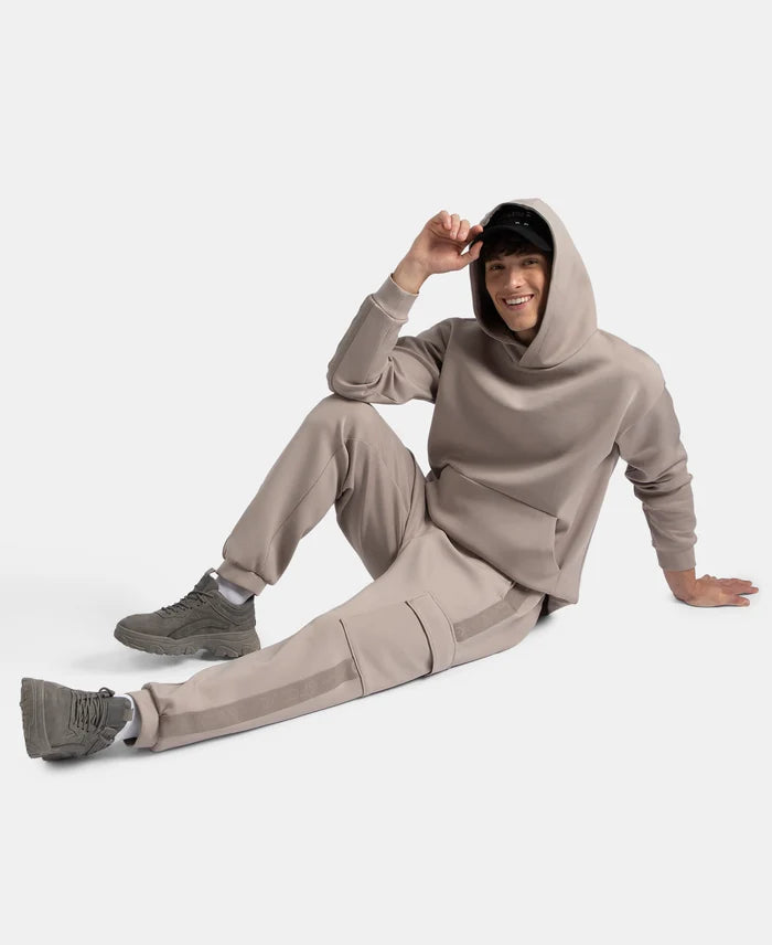 Microfiber Cotton Blend Elastane Stretch Hoodie Sweatshirt - Moon Rock