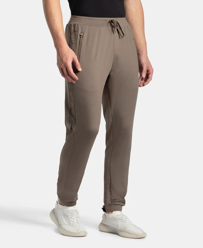 Microfiber Elastane Stretch Jogger with Zipper Pockets and StayDry Treatment - Brown