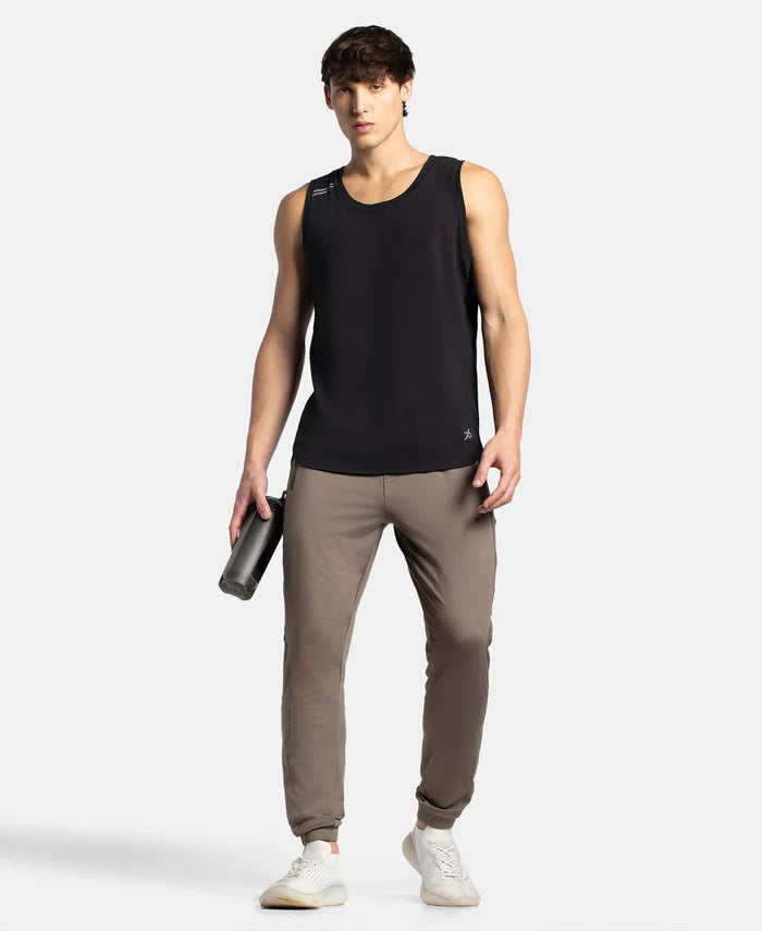 Microfiber Elastane Stretch Jogger with Zipper Pockets and StayDry Treatment - Brown