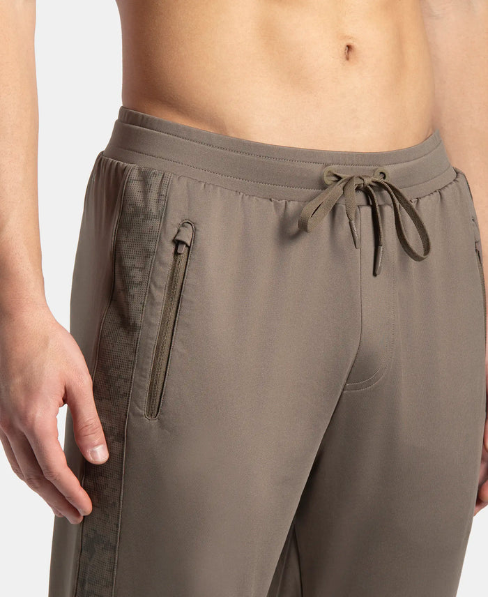 Microfiber Elastane Stretch Jogger with Zipper Pockets and StayDry Treatment - Brown