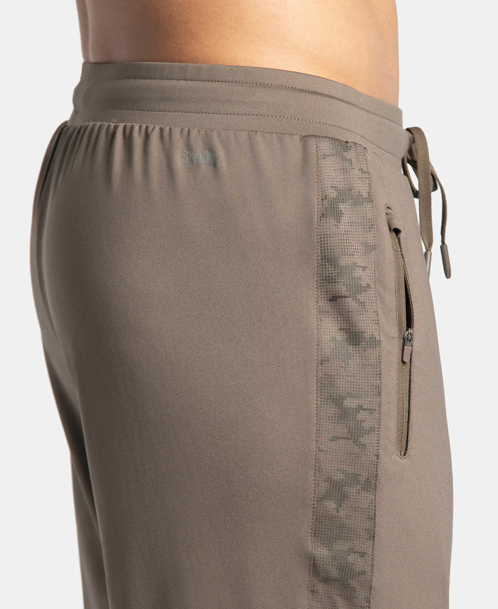 Microfiber Elastane Stretch Jogger with Zipper Pockets and StayDry Treatment - Brown