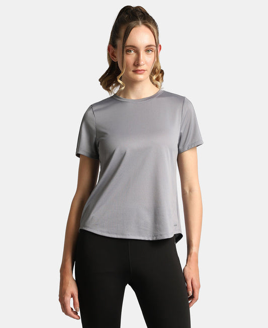 Microfiber Fabric Regular Fit Half Sleeve Breathable Mesh T-Shirt - Grey